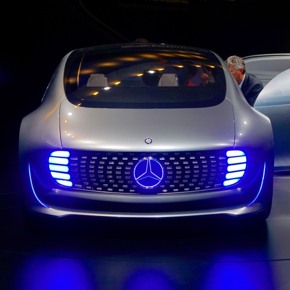 Finally got to see Mercedes-Benz's F 015 Luxury self-driving car, that I've been talking about in my trends presentation, in the "flesh". It's nice. And note the Tron-style detailing, also something that I see coming on strong in the next while ...